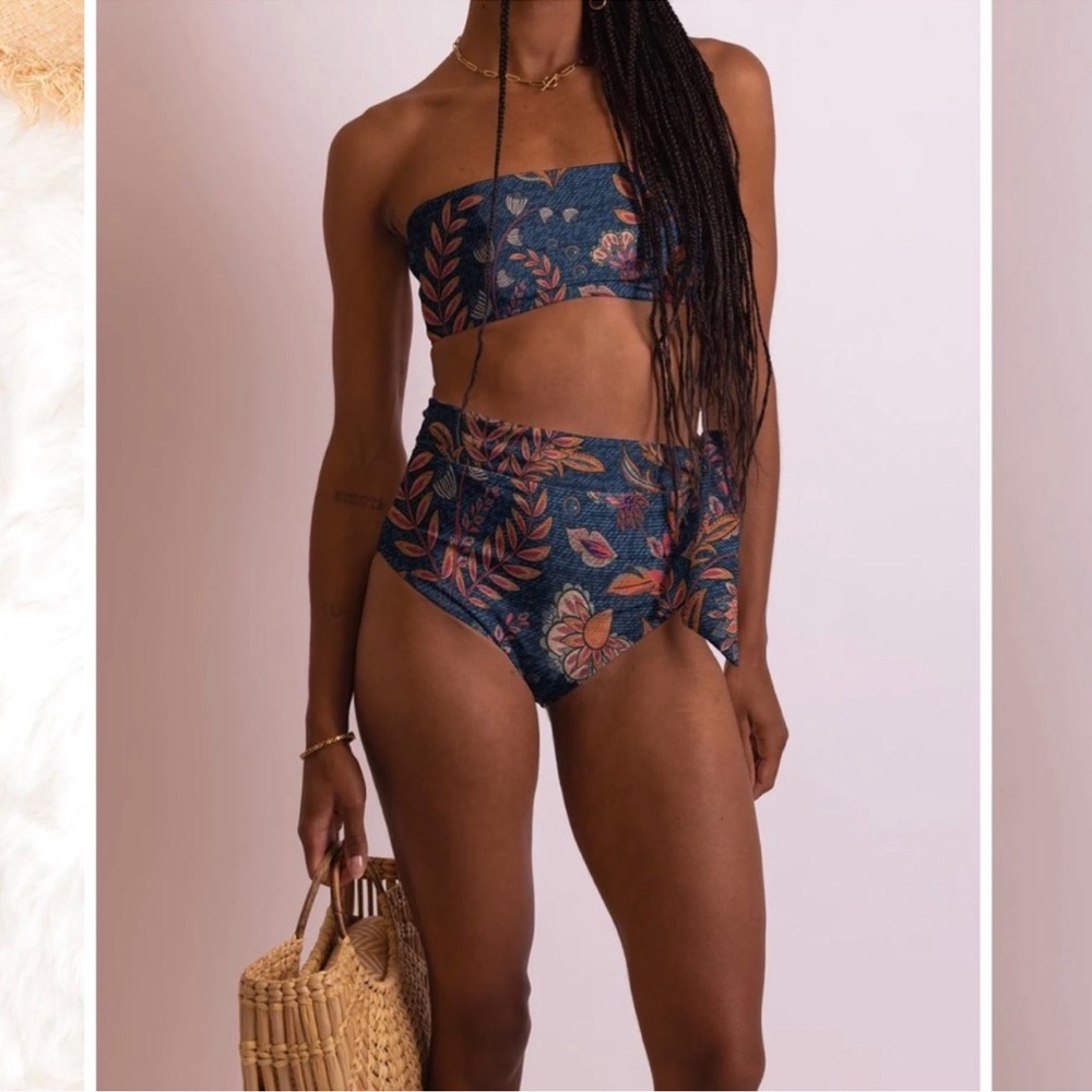 Averie Floral Print Strapless Bikini Set S